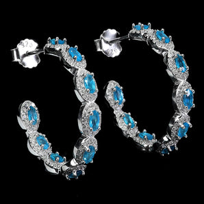 925 Sterling Silver Earrings Marquise Apatite 4x2mm Natural Gemstone Jewelry