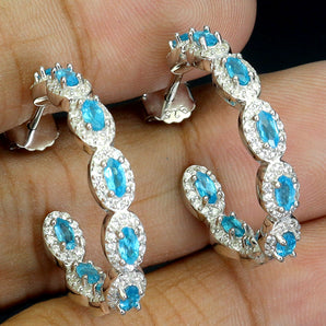 925 Sterling Silver Earrings Marquise Apatite 4x2mm Natural Gemstone Jewelry