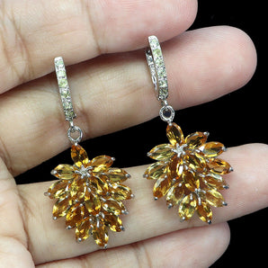 925 Sterling Silver Earrings Marquise Citrine 6x3mm Peridot Gemstone Jewelry