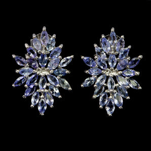 925 Sterling Silver Earrings Marquise Tanzanite Natural Gemstone Jewelry