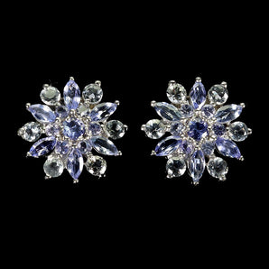 925 Sterling Silver Earrings Marquise Tanzanite Aquamarine Gemstone Jewelry