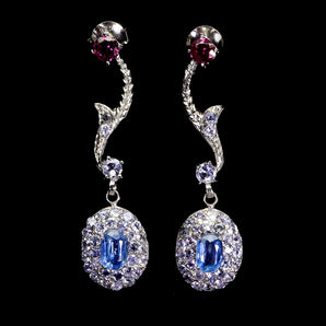925 Sterling Silver Earrings Oval Kyanite Rhodolite Tanzanite Gemstone Jewelry