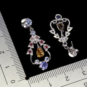 925 Sterling Silver Earrings Pear Citrine Aquamarine Tanzanite Gemstone Jewelry