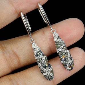 925 Sterling Silver Earrings Sapphire Round Diamond Cut Topaz Gemstone Jewelry