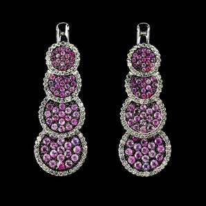925 Sterling Silver Earrings Pink Sapphire Round Diamond Cut Topaz Gemstone