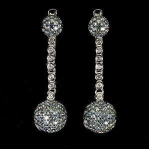 925 Sterling Silver Earrings Blue Sapphire Round Diamond Cut Topaz Gemstone