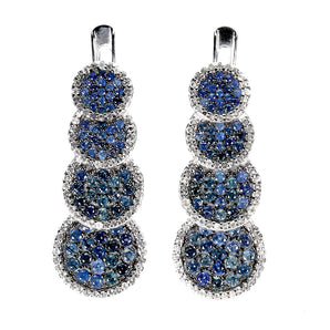 925 Sterling Silver Earrings Sapphite Round Diamond Cut Topaz Gemstone Jewelry