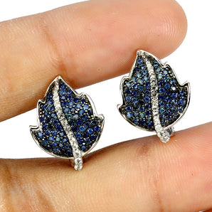 925 Sterling Silver Earrings Sapphire Round Diamond Cut Topaz Gemstone Jewelry