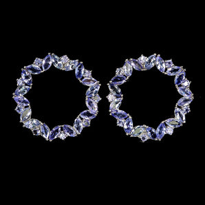 925 Sterling Silver Earrings Marquise Tanzanite 5x2.5mm Natural Gemstone Jewelry