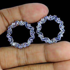 925 Sterling Silver Earrings Marquise Tanzanite 5x2.5mm Natural Gemstone Jewelry