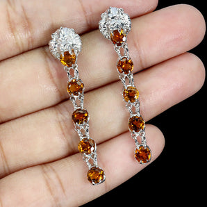 925 Sterling Silver Earrings Round Citrine 4mm Lion Natural Gemstone Jewelry