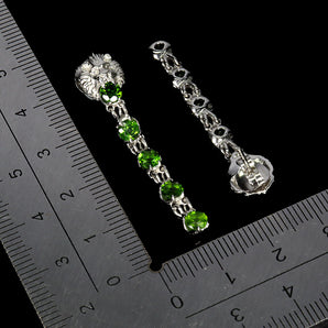 925 Sterling Silver Earrings Round Chrome Diopside 4mm Lion Gemstone Jewelry