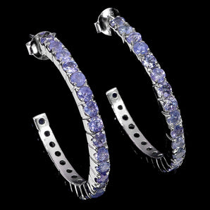 925 Sterling Silver Earrings Round Tanzanite 3mm Natural Gemstone Jewelry