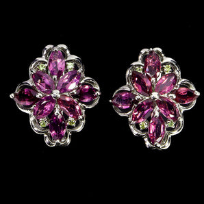 925 Sterling Silver Earrings Marquise Rhodolite Garnet Sapphire Gemstone Jewelry