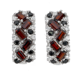 925 Sterling Silver Earrings Baguette Mozambique Garnet Spinel Gemstone Jewelry