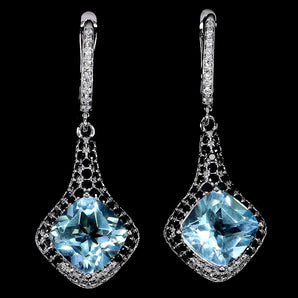 925 Sterling Silver Earrings Cushion Sky Blue Topaz 8mm Spinel Gemstone Jewelry