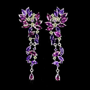 925 Sterling Silver Earrings Marquise Rhodolite Amethyst Peridot Gemstone