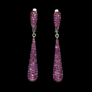 925 Sterling Silver Earrings Ruby Myanmar Round Diamond Cut Gemstone Jewelry
