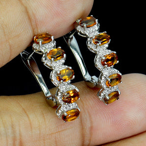 925 Sterling Silver Earrings Oval Citrine 5x3mm Peridot Natural Gemstone Jewelry