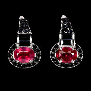925 Sterling Silver Earrings Oval Ruby 7x5mm Spinel Natural Gemstone Jewelry