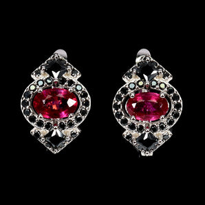 925 Sterling Silver Earrings Oval Ruby 6x4mm Spinel Natural Gemstone Jewelry