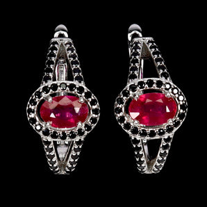 925 Sterling Silver Earrings Oval Ruby 6x4mm Spinel Natural Gemstone Jewelry