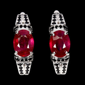 925 Sterling Silver Earrings Oval Ruby 8x6mm Spinel Natural Gemstone Jewelry
