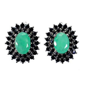 925 Sterling Silver Earrings Oval Emerald 7x5mm Spinel Natural Gemstone Jewelry