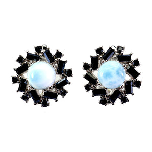 925 Sterling Silver Earrings Round Larimar 6mm Spinel Natural Gemstone Jewelry