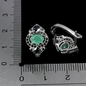 925 Sterling Silver Earrings Oval Emerald 6x4mm Spinel Natural Gemstone Jewelry
