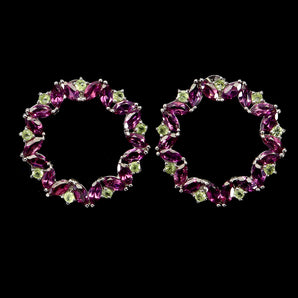925 Sterling Silver Earrings Marquise Rhodolite Garnet Peridot Gemstone Jewelry