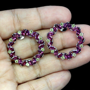 925 Sterling Silver Earrings Marquise Rhodolite Garnet Peridot Gemstone Jewelry