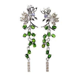 925 Sterling Silver Earrings Oval Chrome Diopside Tanzanite Gemstone Jewelry