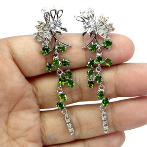 925 Sterling Silver Earrings Oval Chrome Diopside Tanzanite Gemstone Jewelry