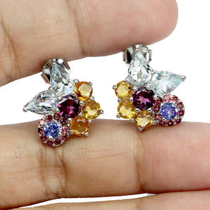 925 Sterling Silver Earrings Pear Aquamarine 7x5mm Tanzanite Gemstone Jewelry