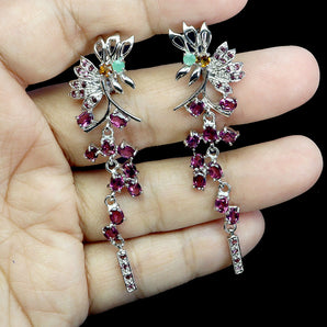 925 Sterling Silver Earrings Oval Rhodolite Garnet Sapphire Gemstone Jewelry