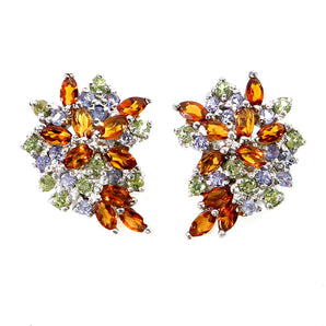925 Sterling Silver Earrings Marquise Citrine Peridot Tanzanite Gemstone Jewelry