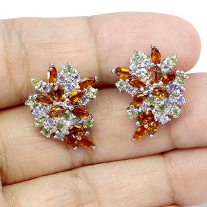 925 Sterling Silver Earrings Marquise Citrine Peridot Tanzanite Gemstone Jewelry