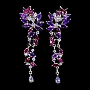 925 Sterling Silver Earrings Marquise Amethyst Tanzanite Gemstone Jewelry