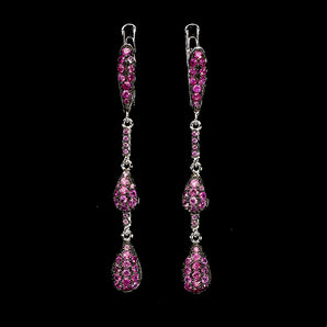 925 Sterling Silver Earrings Pink Sapphire Round Diamond Cut Gemstone Jewelry