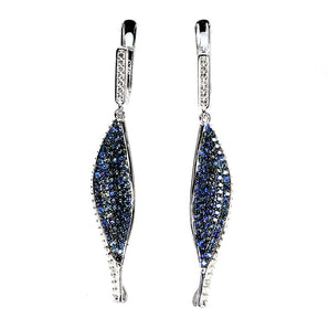 925 Sterling Silver Earrings Sapphire Round Diamond Cut Topaz Gemstone Jewelry