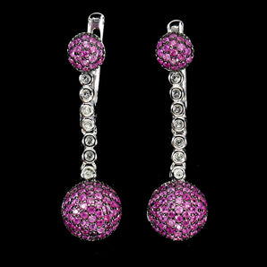925 Sterling Silver Earrings Ruby Myanmar Round Diamond Cut 2mm Topaz Gemstone