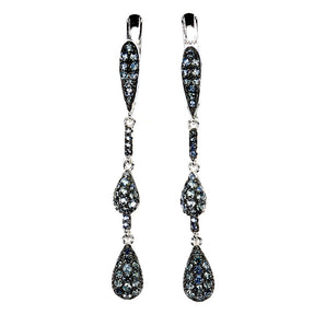 925 Sterling Silver Earrings Blue Sapphire Round Diamond Cut Gemstone Jewelry
