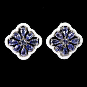 925 Sterling Silver Earrings Pear Tanzanite 5x3mm Natural Gemstone Jewelry