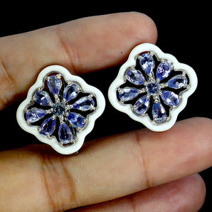 925 Sterling Silver Earrings Pear Tanzanite 5x3mm Natural Gemstone Jewelry