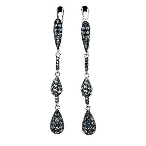 925 Sterling Silver Earrings Blue Sapphire Round Diamond Cut Gemstone Jewelry