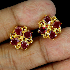 925 Sterling Silver Earrings Pear Ruby 5x4mm Natural Gemstone Jewelry