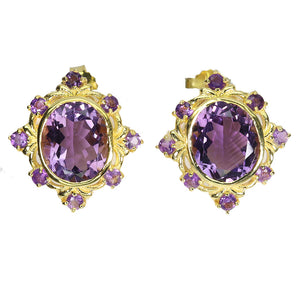 925 Sterling Silver Earrings Oval Amethyst 11x9mm Natural Gemstone Jewelry