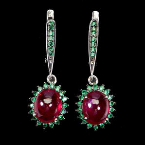 925 Sterling Silver Earrings Oval Ruby 8x6mm Natural Gemstone Jewelry