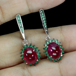 925 Sterling Silver Earrings Oval Ruby 8x6mm Natural Gemstone Jewelry